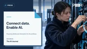 The AI Journal: Connect data. Enable AI. Preparing distributed information for AI workflows. Illustrative AI-generated scene.