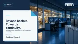 Resilience Forward: Beyond backup. Towards continuity. Rethinking data protection around operational availability. Illustrative AI-generated scene.