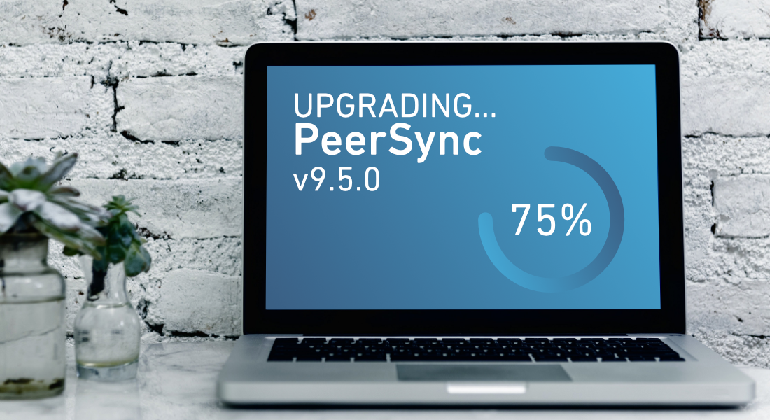 Notebook showing update to Peer Sync 9.5.0
