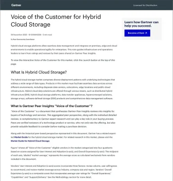 Gartner - Voice of the Customer for Hybrid Cloud Storage